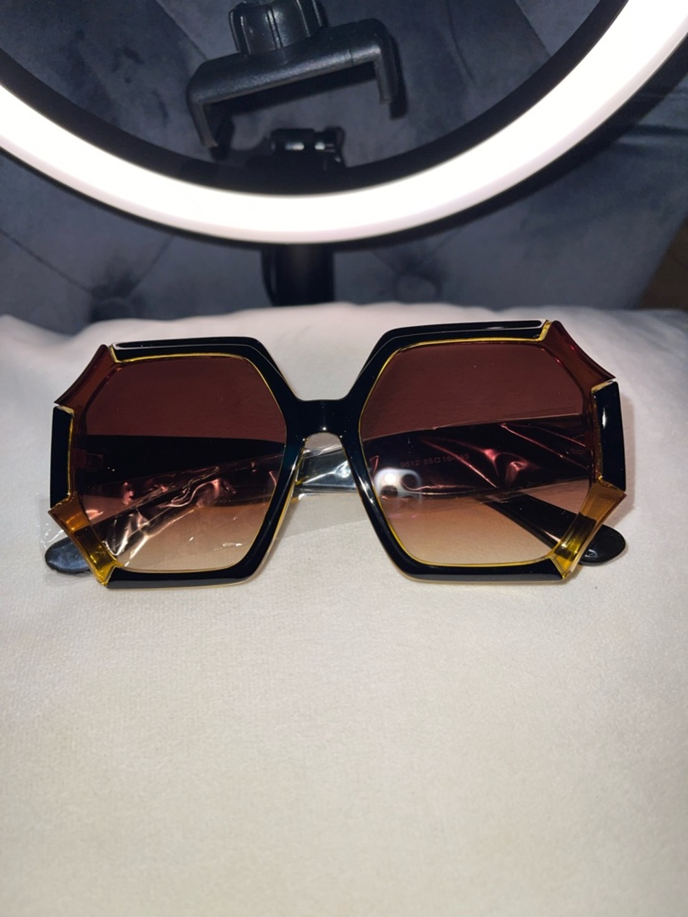 Geometric Gradient Brown and Black Women's Sunglasses